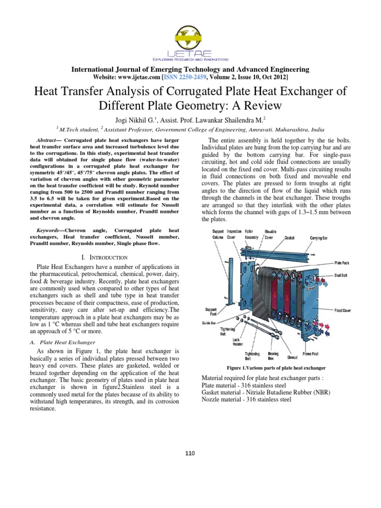 Heat Transfer in Corrugated Plate Exchangers | PDF | Reynolds Number ...
