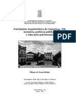 Patrimônio Arquitetônico de Cajazeiras PB: Memória, Políticas Públicas e Educação Patrimonial