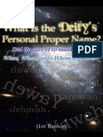 What Is The Deity's Personal Proper Name (1st Edition)