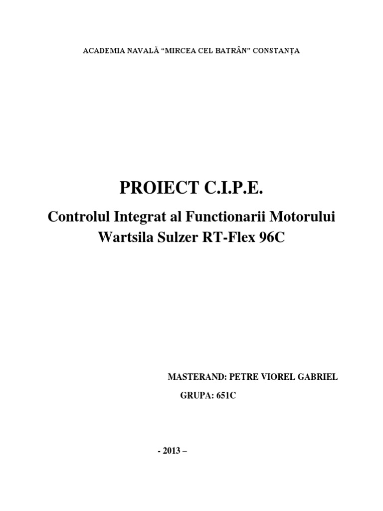 COntrolul Integrat Al Motorului Wartsila Sulzer RT-Flex 96C | PDF
