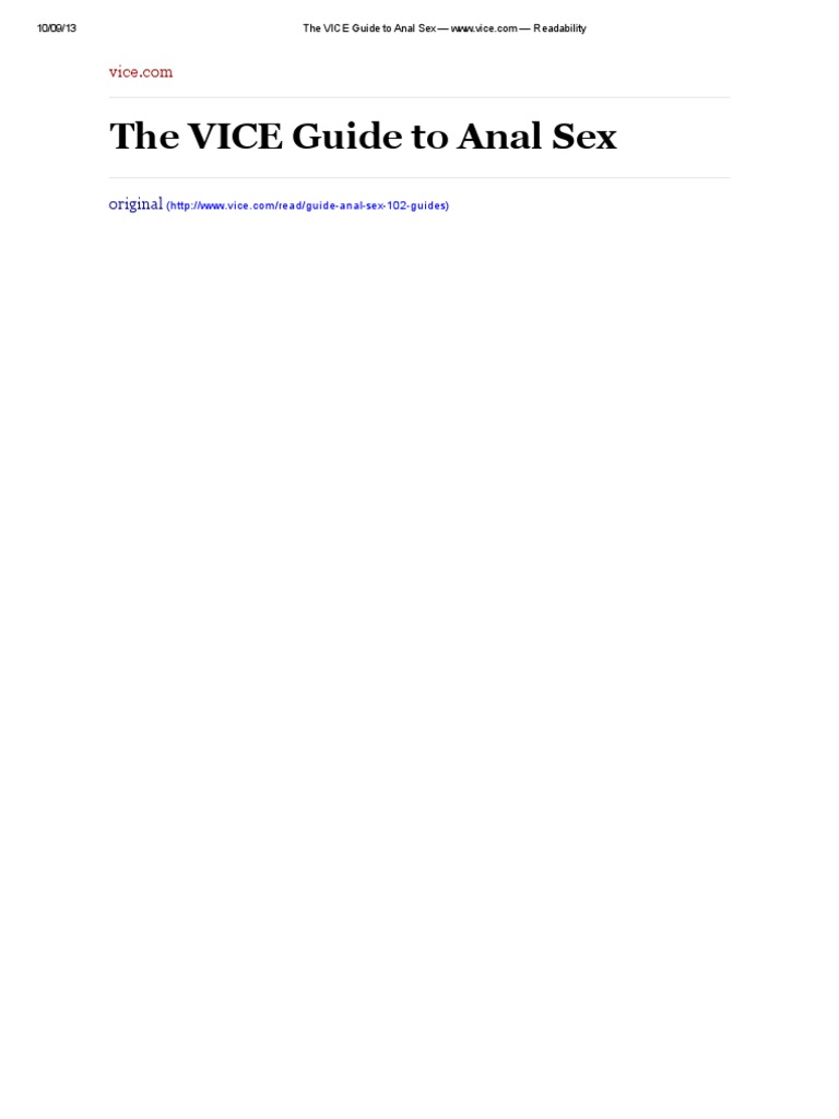 The VICE Guide To Anal Sex | PDF | Human Sexuality | Sexuality