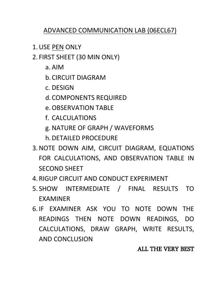 Advanced Communication Lab Guidelines | PDF