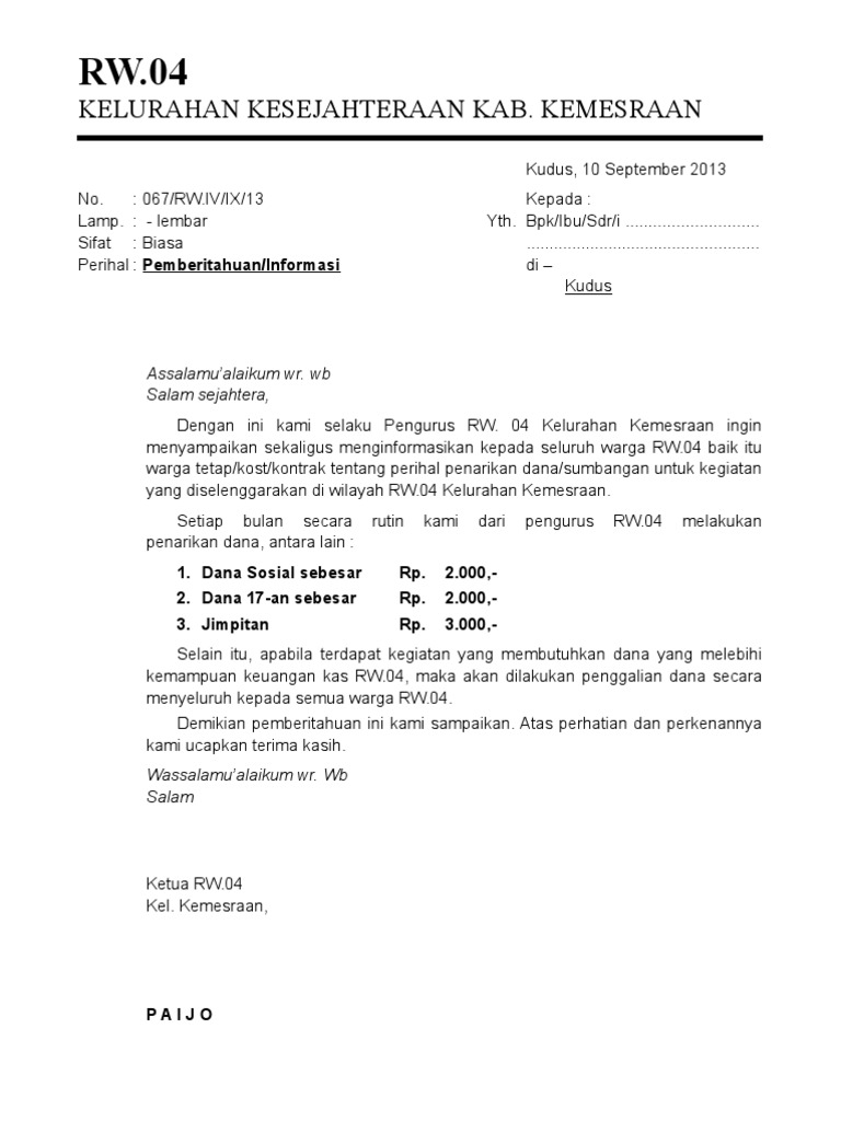 Contoh Surat Edaran Perihal Perlombaan 17 Agustus Contoh Surat