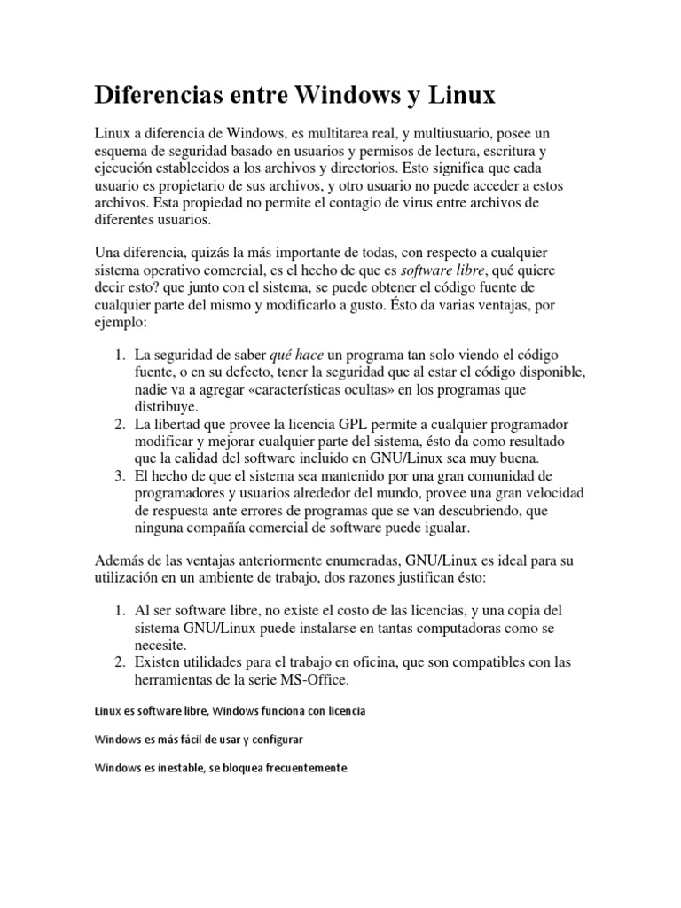 Ventajas de Linux frente a Windows | PDF | Compatibles con PC Ibm ...