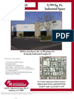 For LEASE 9,799 Sq. Ft. Industrial Space 950 Fee
