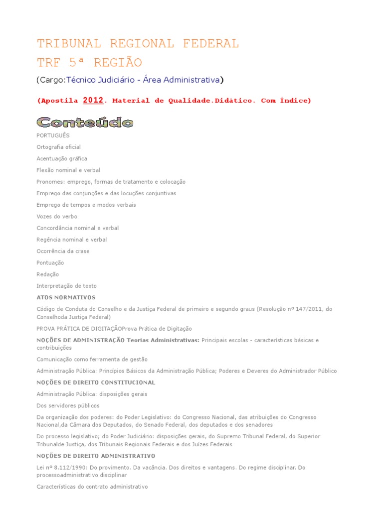 ANEXO II - Conteudos Programaticos-20220809-175123, PDF, Administração  pública