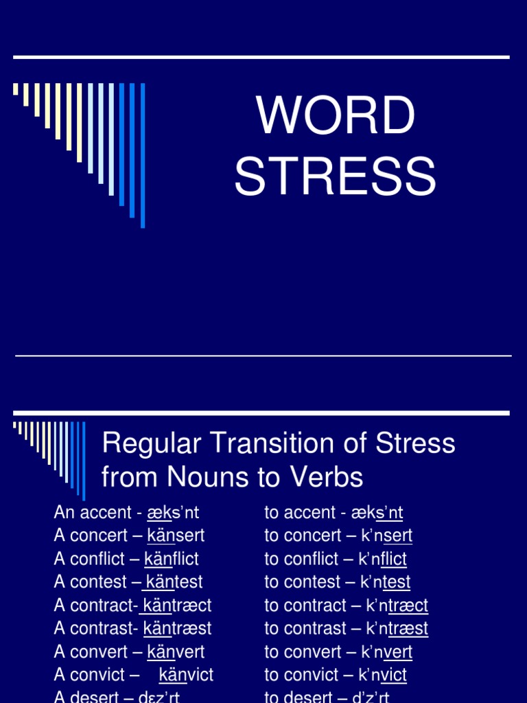 Word Stress Stress (Linguistics) Adjective
