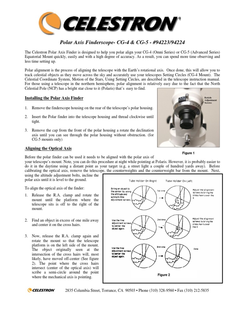 Celestron Polar Axis Finder Guide | PDF | Optical Devices | Astronomy