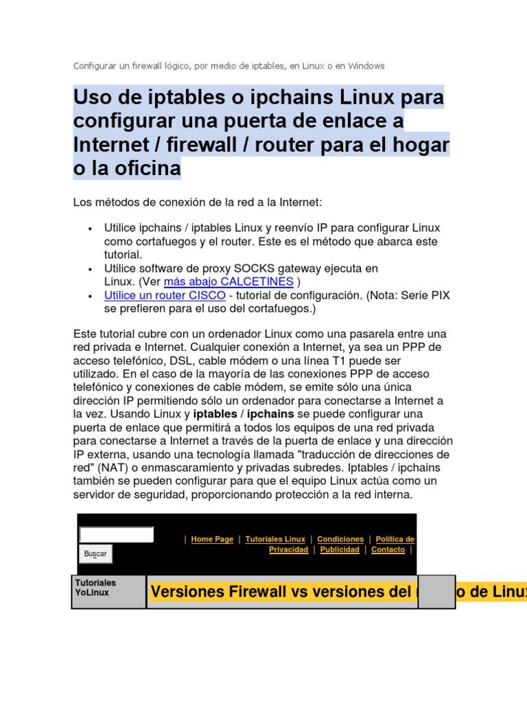 Configura Firewall en Linux con Iptables | PDF | Dirección IP ...