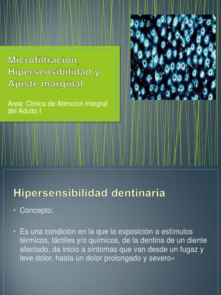 Microfiltracion, Hipersensibilidad y Ajuste Marginal | PDF | Diente ...