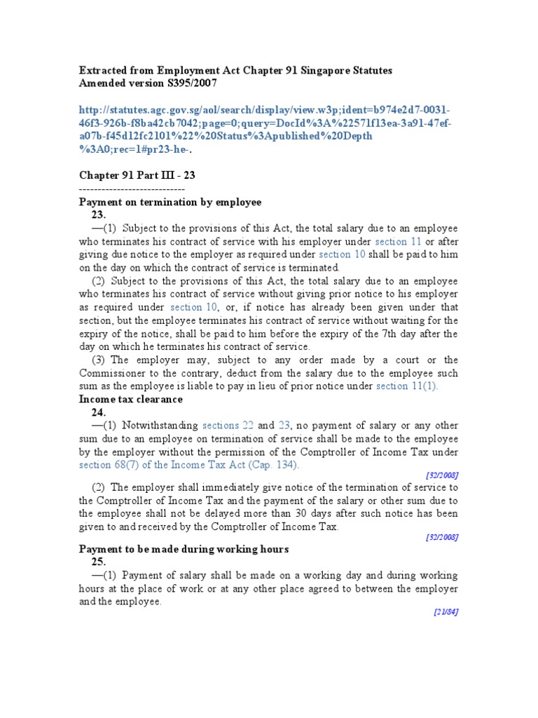 Singapore Employment Act: Salary Payments | PDF | Salary | Tax Deduction