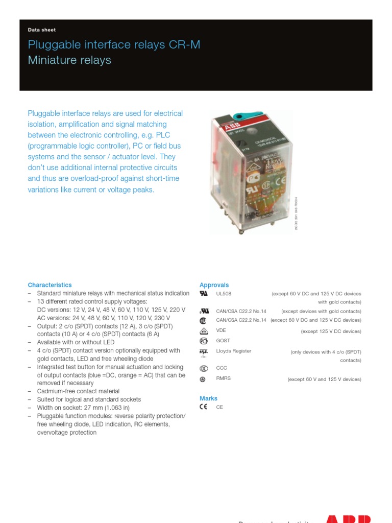Miniature Relays: Pluggable Interface Relays CR-M | PDF | Switch ...
