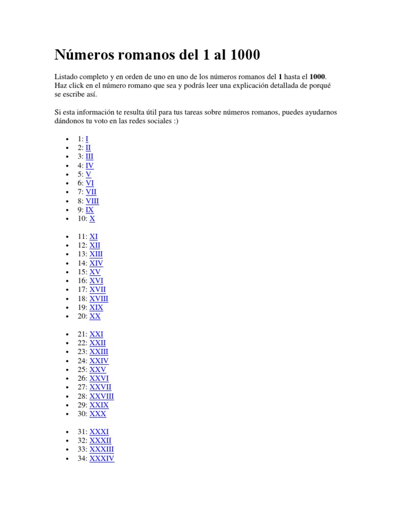 Numeros Romanos Del 1 Al 1000 Quimica Organica Grupo Funcional