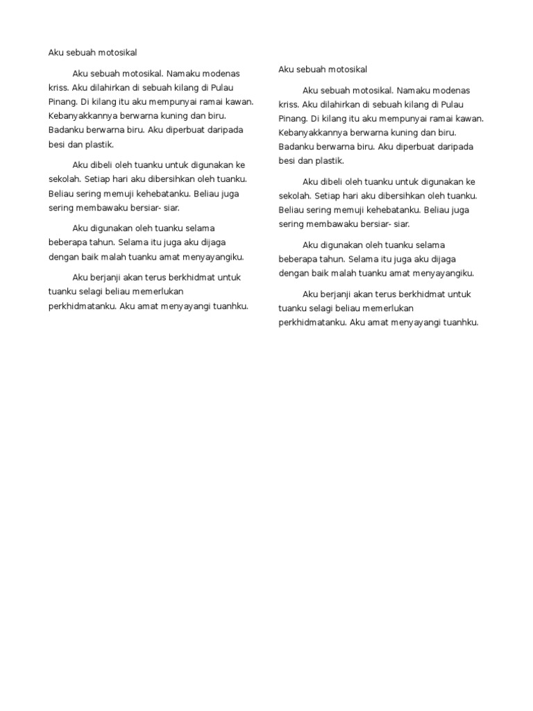 Karangan Fakta Tajuk Basikal Baharu