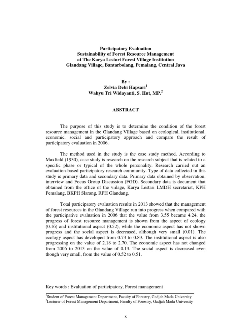 Participatory Evaluation of Forest Management | PDF