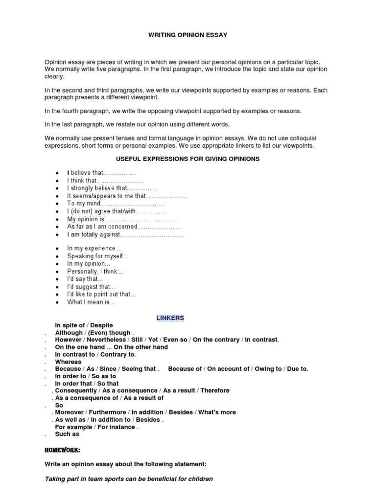 Writing Opinion Essay