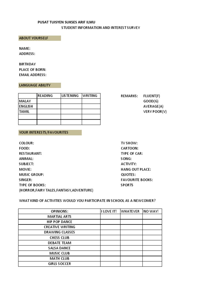 Information and Interest Form | PDF
