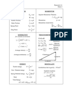 Physics Exam Equations