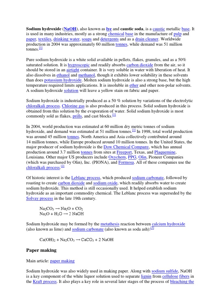 Sodium Hydroxide | PDF | Sodium Hydroxide | Chemical Compounds