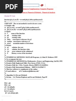 Secant Method Pdf