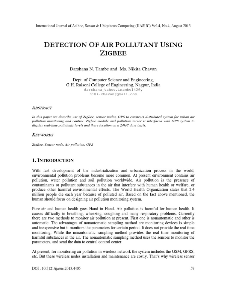 ZigBee-Based Urban Air Pollution Monitoring | PDF | Computer Network ...