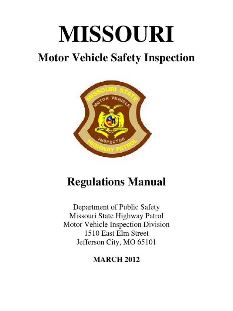 MO Motor Vehicle Inspection Regulations Manual PDF Brake Vehicles