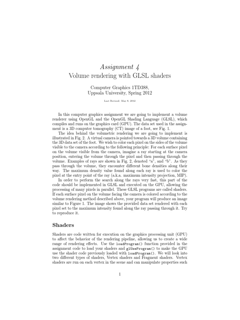 GLSL Volume Rendering Assignment | PDF | Shader | Rendering (Computer ...
