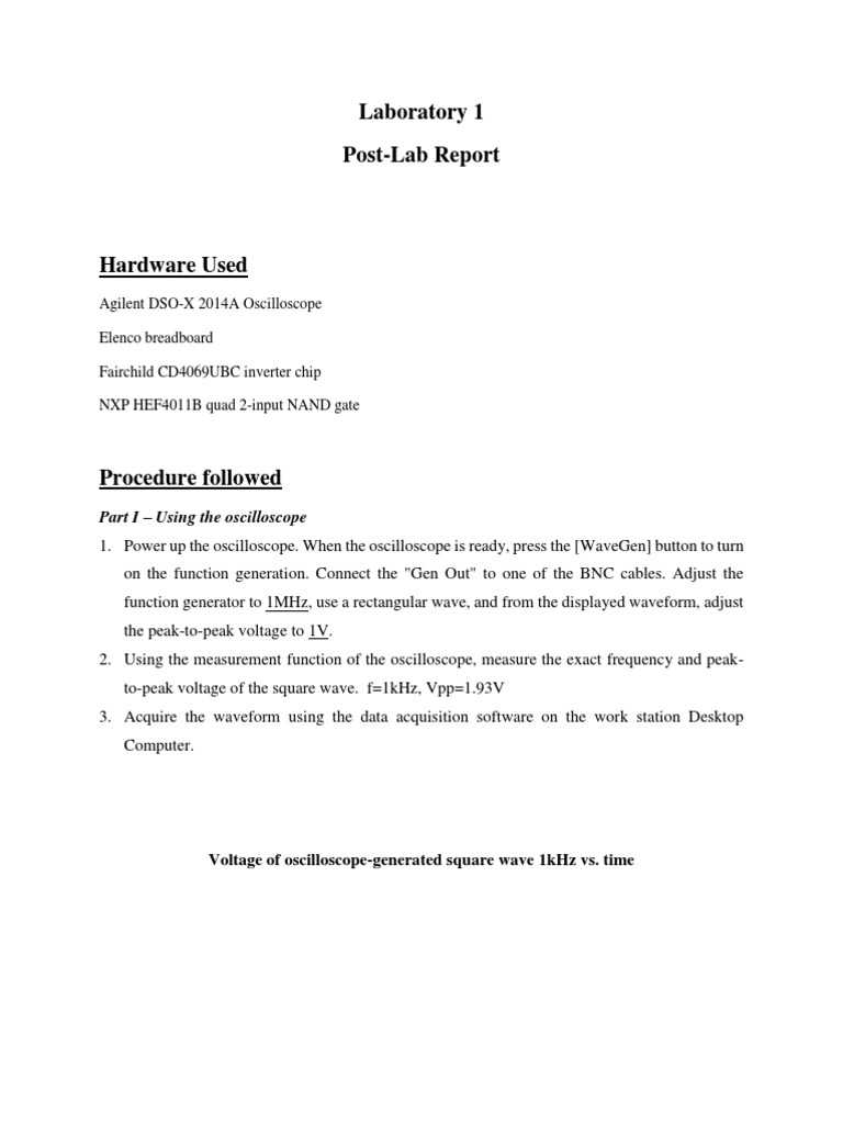 Oscilloscope and Half Adder Lab Report | PDF