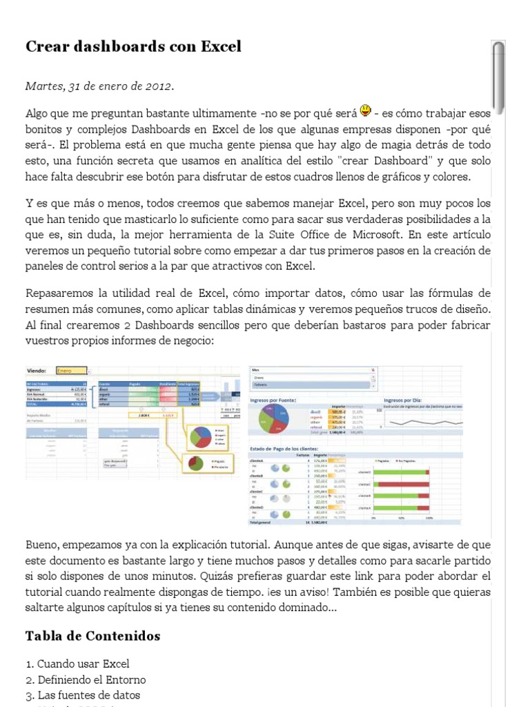 Creación de Dashboards en Excel | PDF | Microsoft Excel | HTML