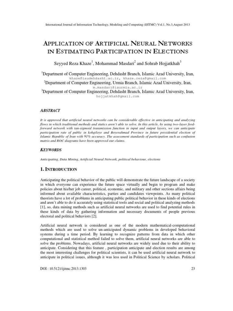 Application of Artificial Neural Networks in Estimating Participation ...