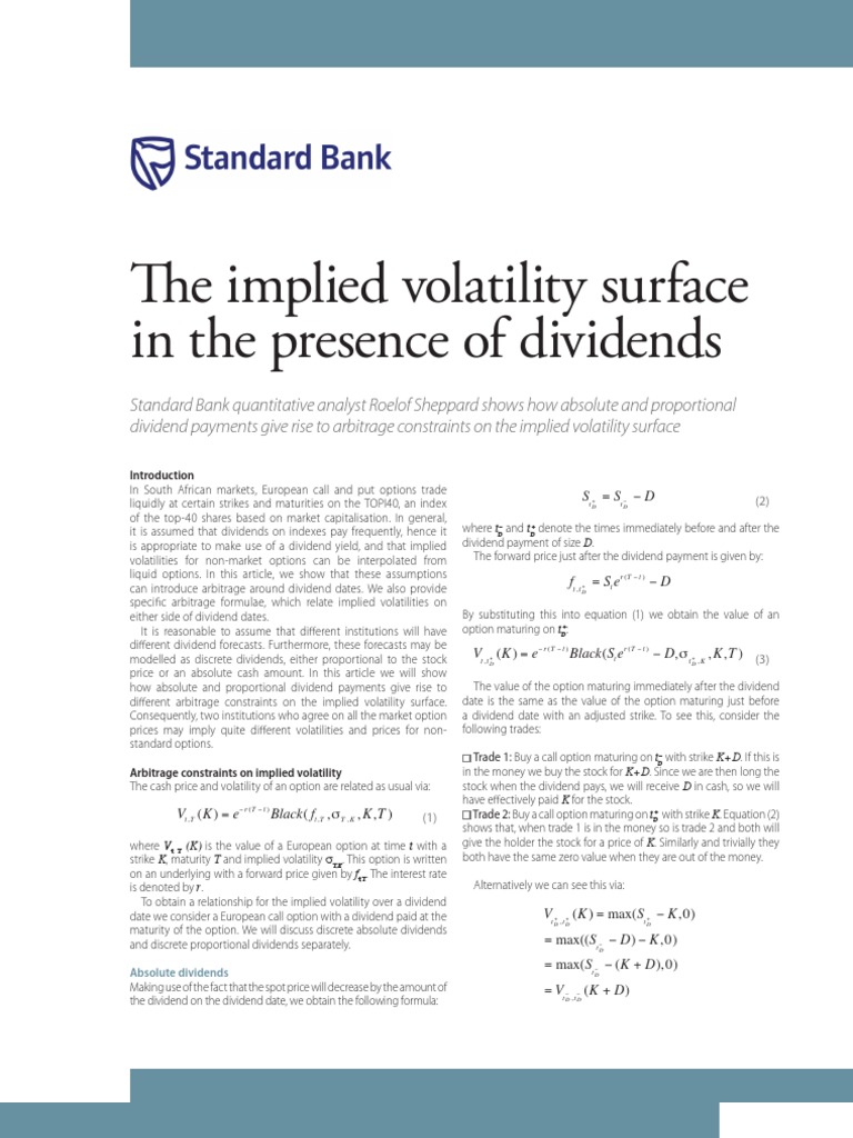 The Implied Volatility Surface in The Presence of Dividends | PDF