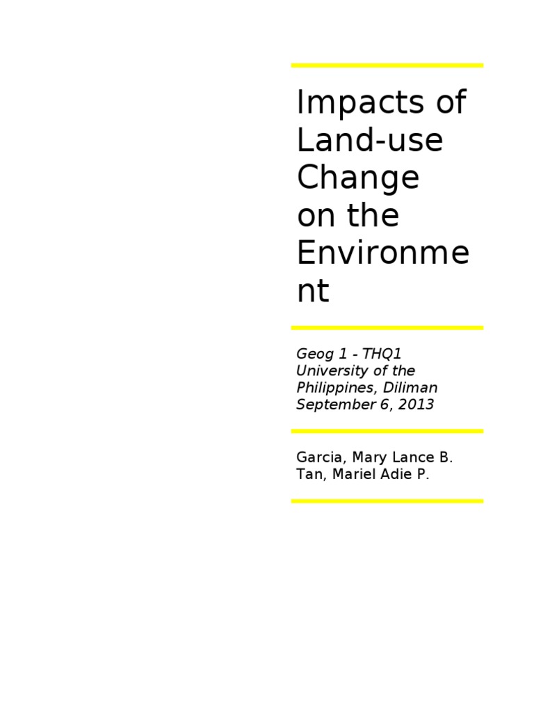 Impacts of Land Use Change On The Environment | PDF | Human Impact On ...