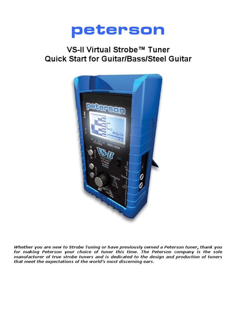 peterson: VS-II Virtual Strobe™ Tuner Quick Start for ...