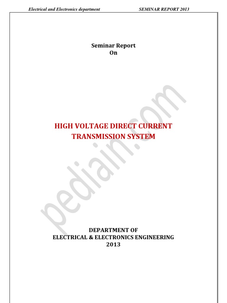 High Voltage Direct Current Transmission System HVDC Seminar PDF