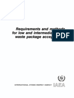 Requirements and Methods For Low and Intermediate Level Waste Package Acceptability
