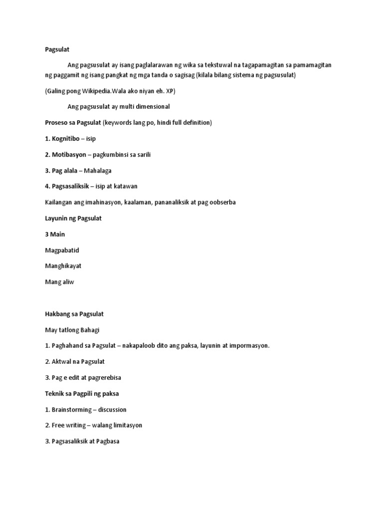 Pagsulat | PDF
