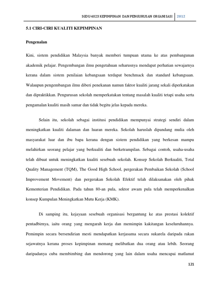 5 1 Ciri Ciri Kualiti Pemimpin Pdf