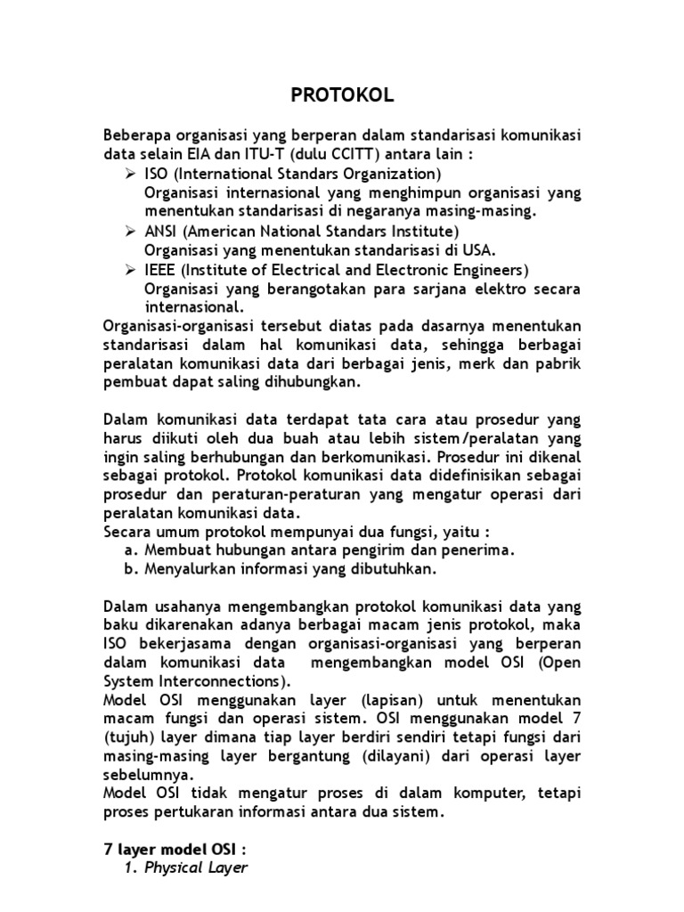 Protokol Jaringan dan Model OSI | PDF | Teknologi & Rekayasa | Komputer