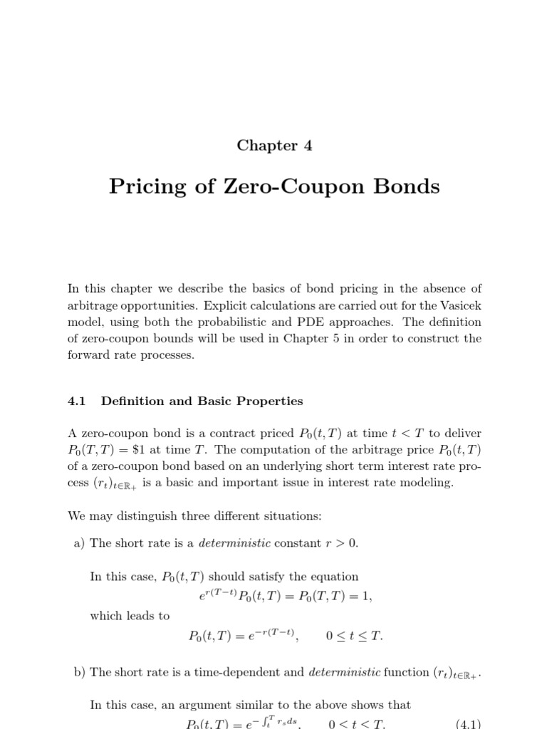 Zero-Coupon Bond Pricing Explained | PDF | Stochastic Process | Partial  Differential Equation
