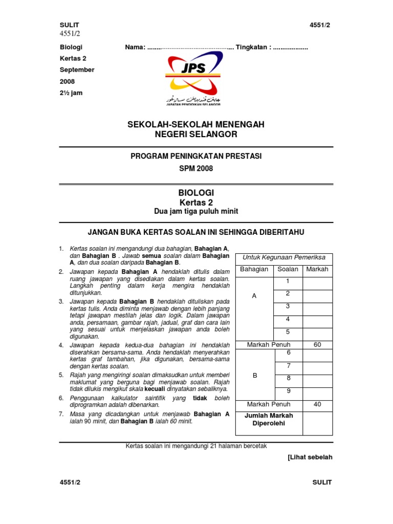 Selangor Paper 2 - Question & Answer