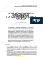 Datos microeconomicos, heterogeneidad y la evaluación de políticas públicas (Heckman J., 2003)