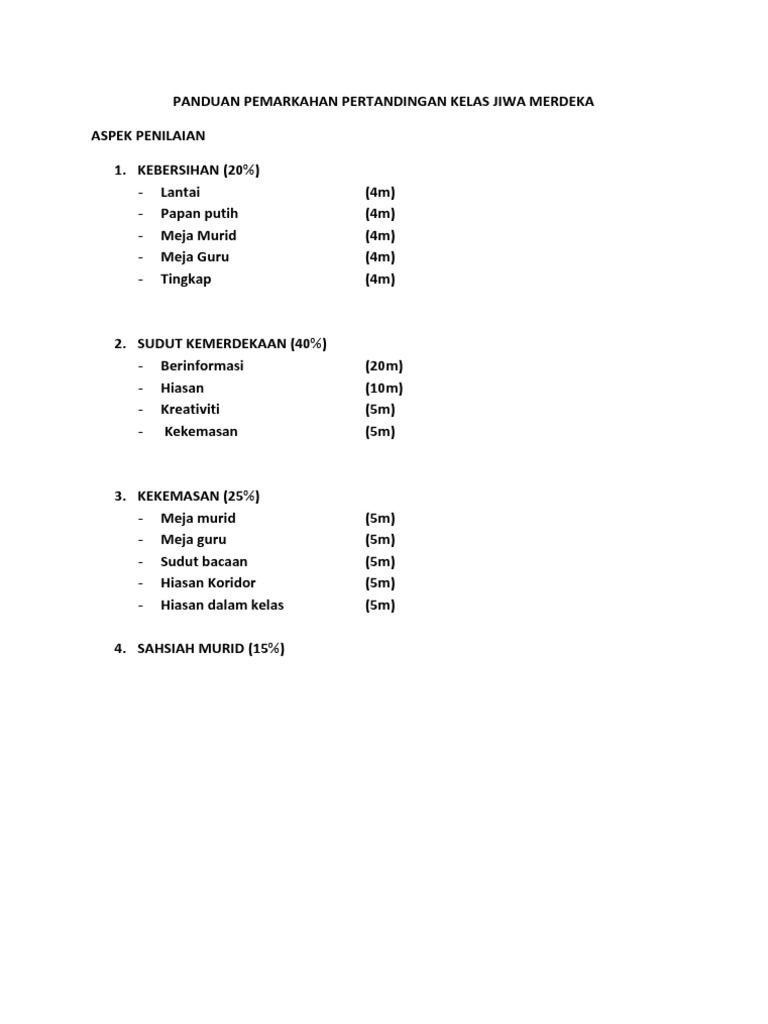 Panduan Pemarkahan Pertandingan Kelas Jiwa Merdeka  PDF