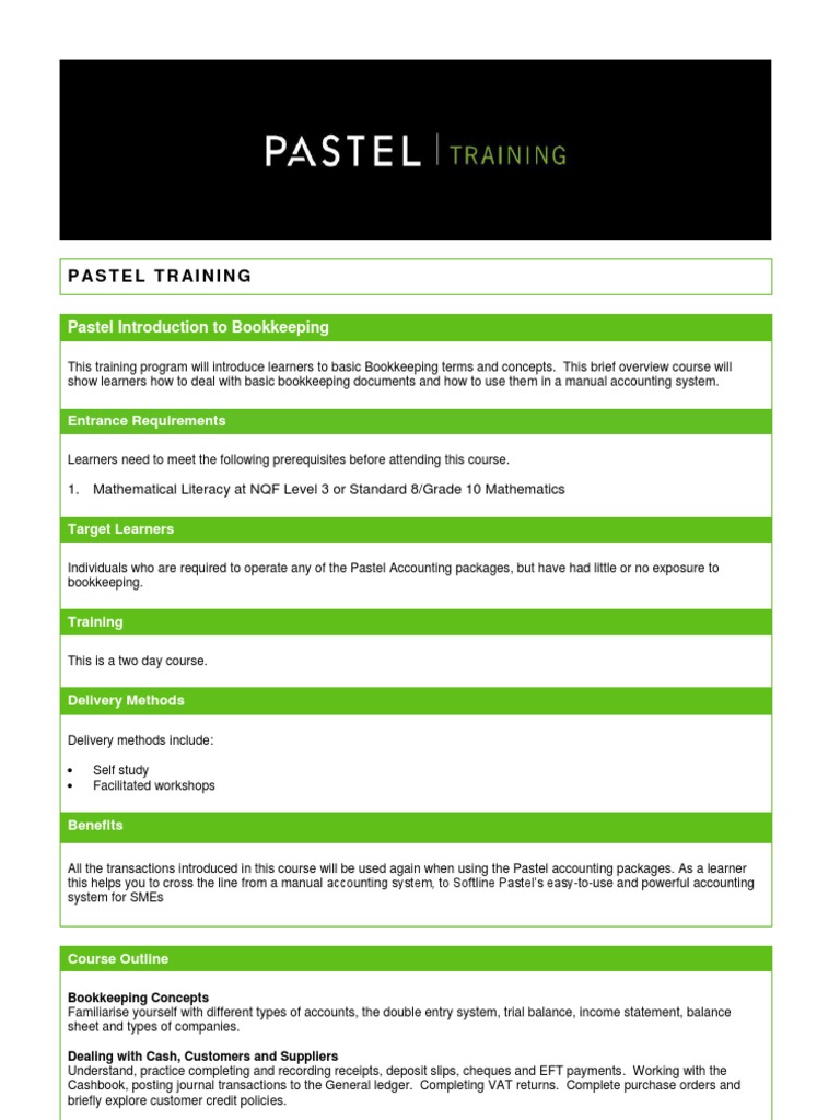 Courseinformation introduction to bookkeeping pdf bookkeeping