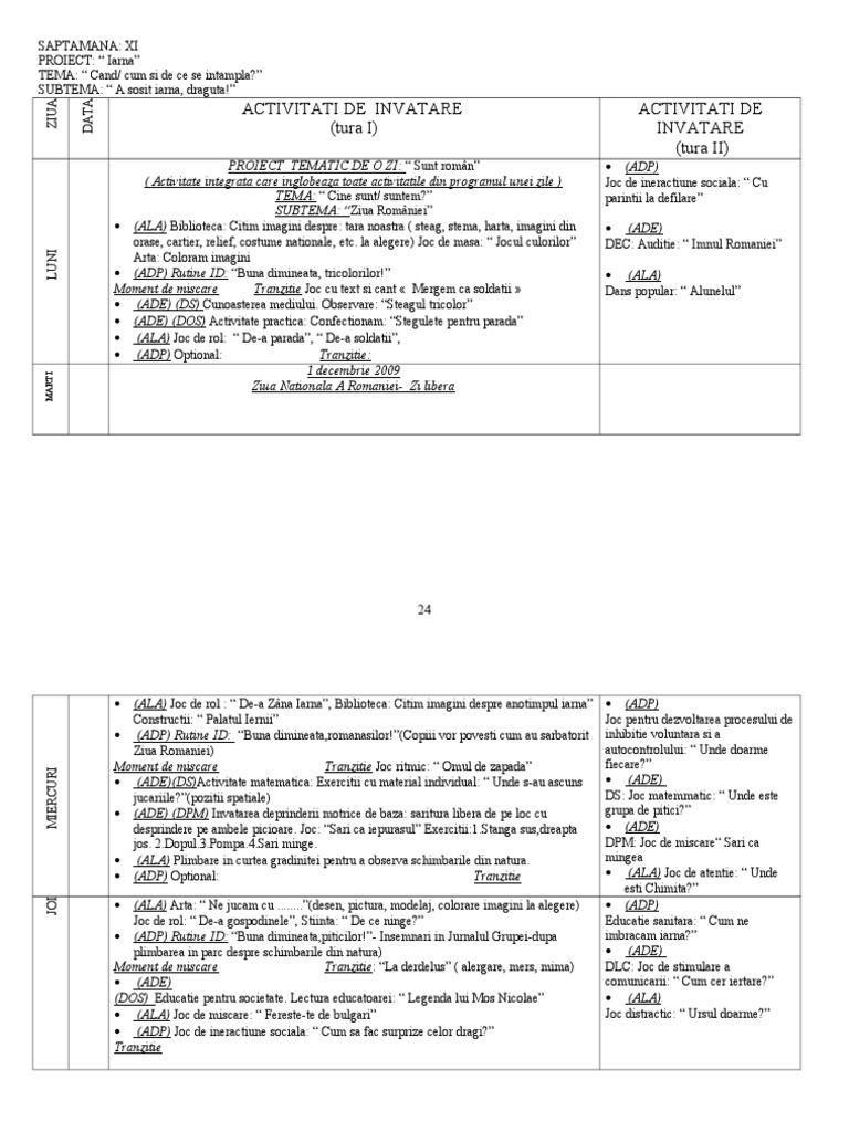 Planificare 2009 2010 Proiect Iarna