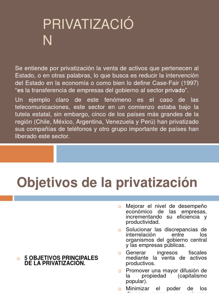 Privatización: Definición y Ejemplos | PDF | Privatización | Empresa de ...