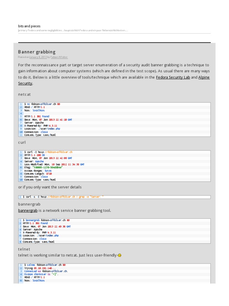 Banner Grabbing Bits And Pieces Hypertext Transfer Protocol