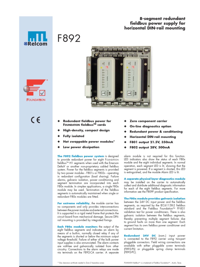 Realcom Field Bus Power Supply F892 | PDF | Electrical Connector ...