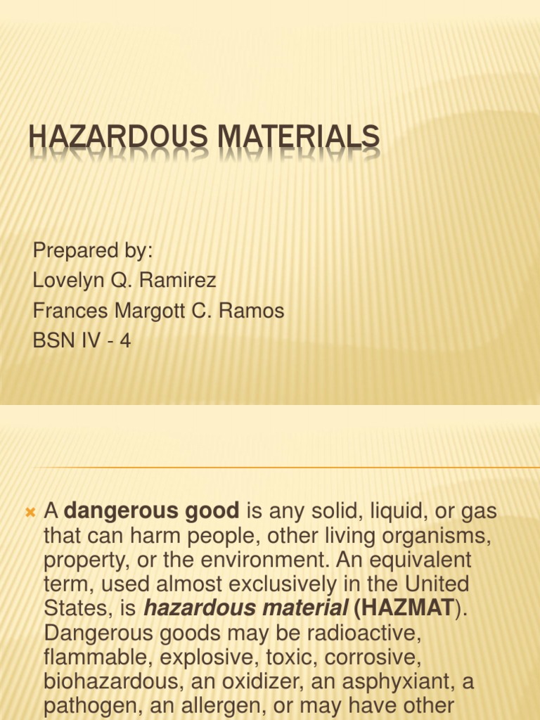 Hazardous Materials Dangerous Goods Toxicity
