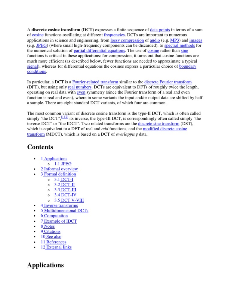 A Discrete Cosine Transform | PDF | Fast Fourier Transform | Discrete ...
