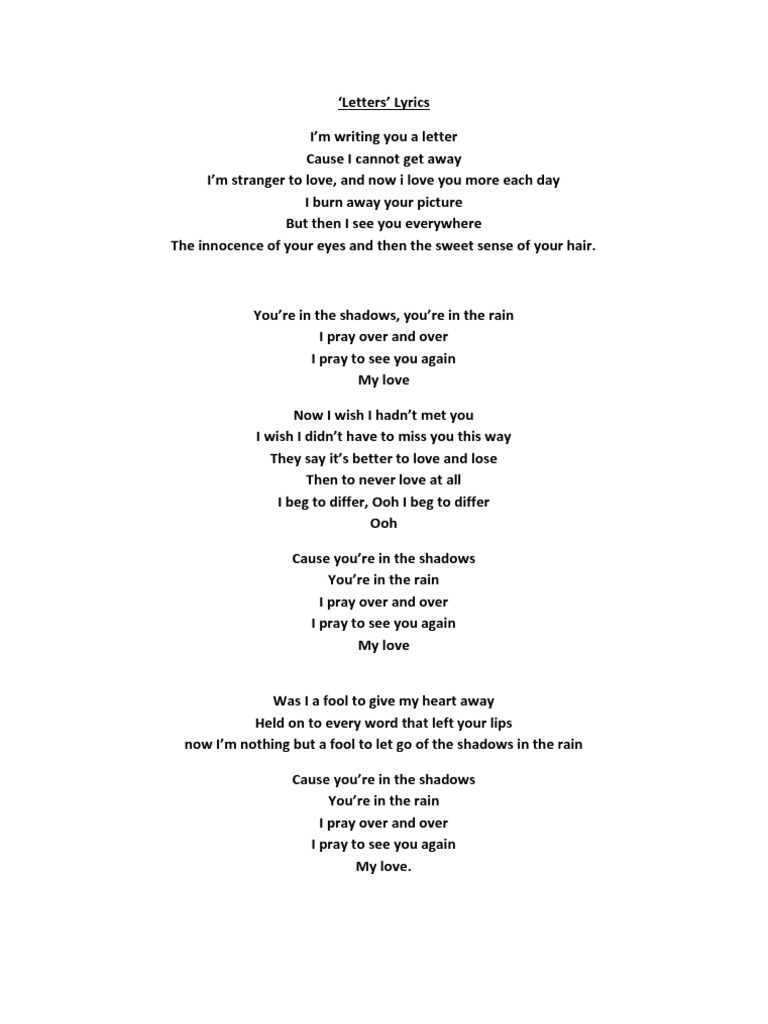 Letters Lyrics